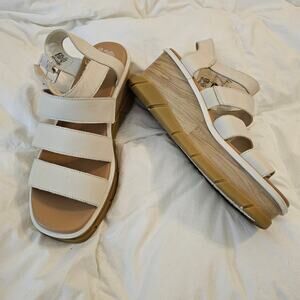 Sorel White Strappy Platform Sandals Womens 10 EU 41 Comfort Slingback Shoes